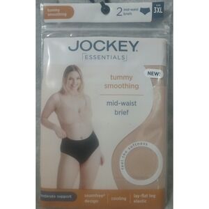 Jockey Essentials Womens 2 Pack Tummy Smoothing Mid-Waist Brief Nude 3XL READ